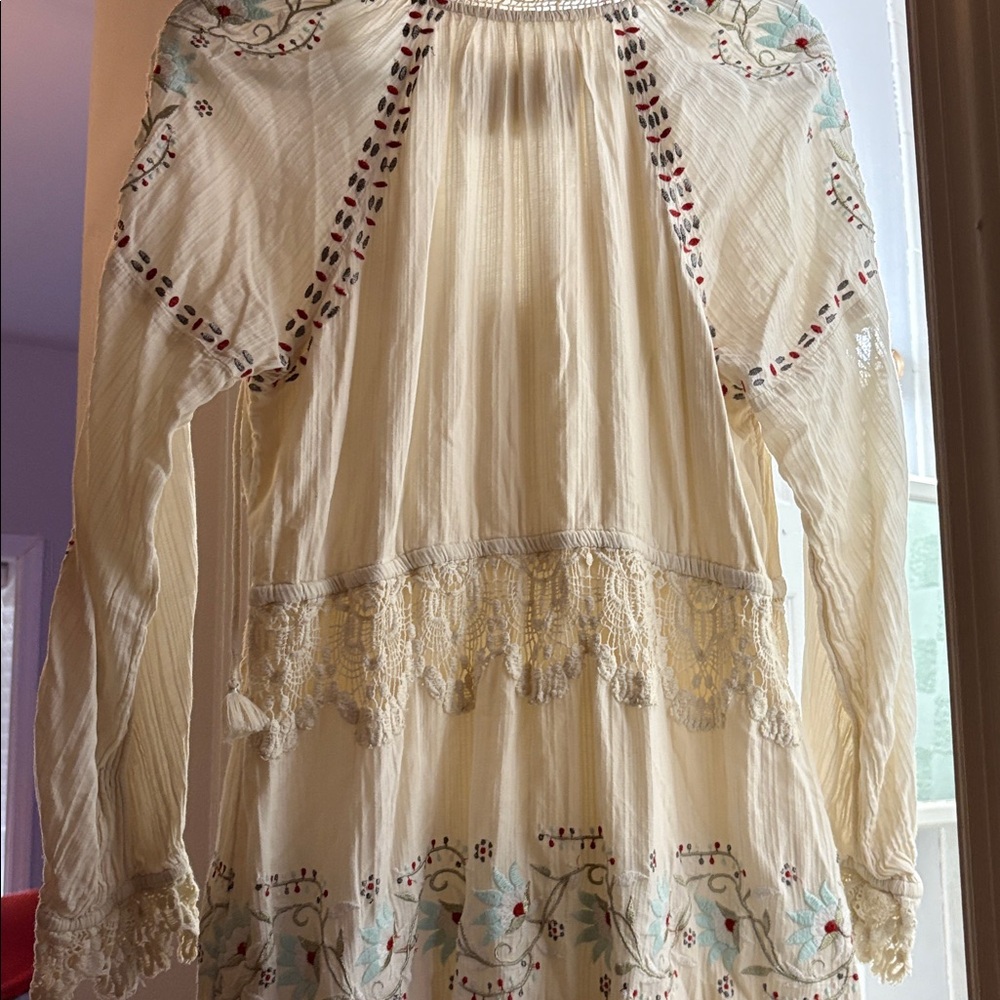 Anthropologie gorgeous boho Embroidered Cream dress - Picture 8 of 9